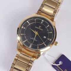 Mens Stylish Chain Wrist Watch Golden With Black Dial