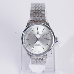 Mens Stylish Chain Wrist Watch Silver With White Dial