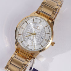 Mens Stylish Chain Wrist Watch Golden With White Dial