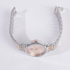 Two Tone Women Stylish Chain Wrist Watch Silver&Rosegold