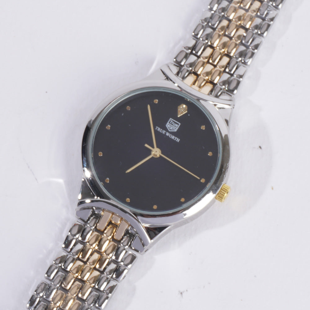 Two Tone Women Stylish Chain Wrist Watch Silver&Golden