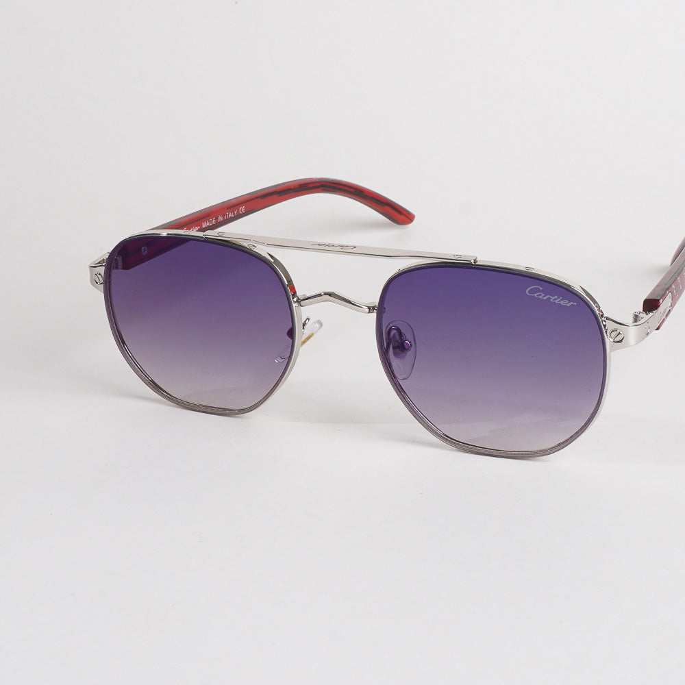 Silver Frame Sunglasses with Blue Shade