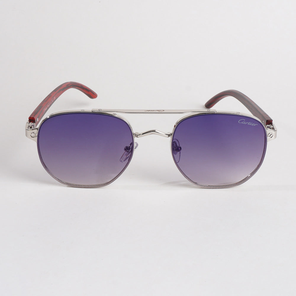 Silver Frame Sunglasses with Blue Shade