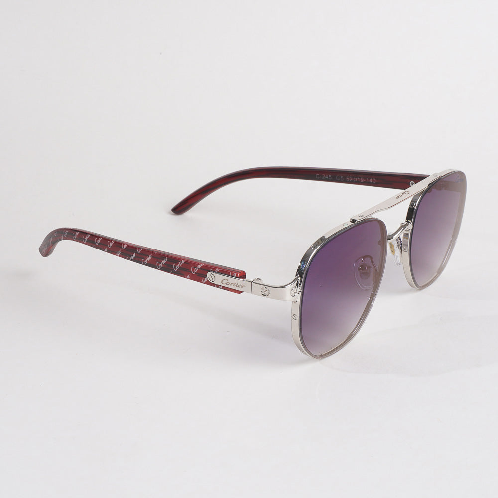 Silver Frame Sunglasses with Blue Shade