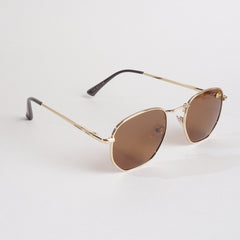 Golden Frame Sunglasses with Brown Shade