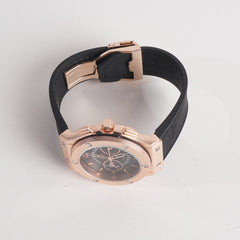 Men Casual Watch Golden Dial With Black Strap