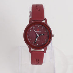 Comely Women Band Wrist Watch Red