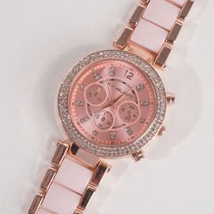 Women Chain Wrist Watch MK Rosegold Pink