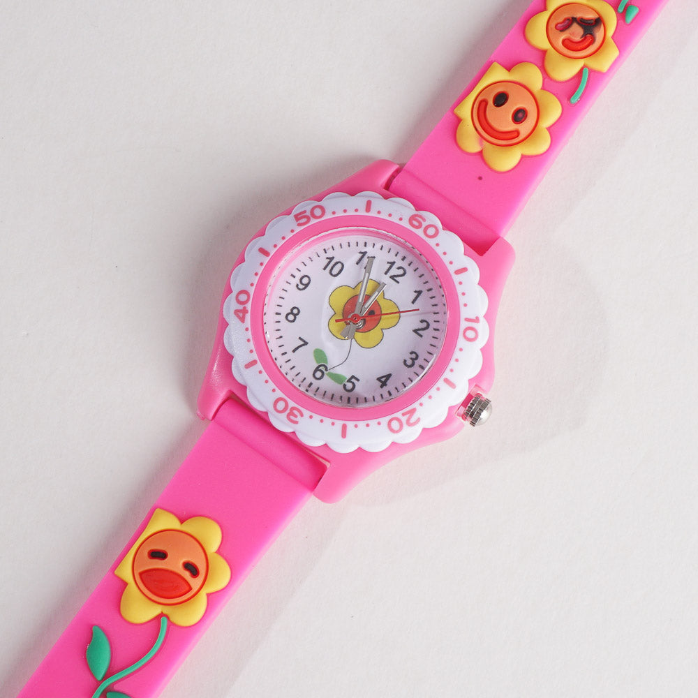 Kids Flower Design Watch Pink