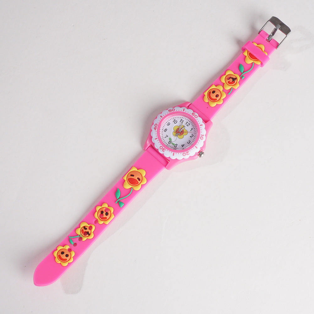 Kids Flower Design Watch Pink