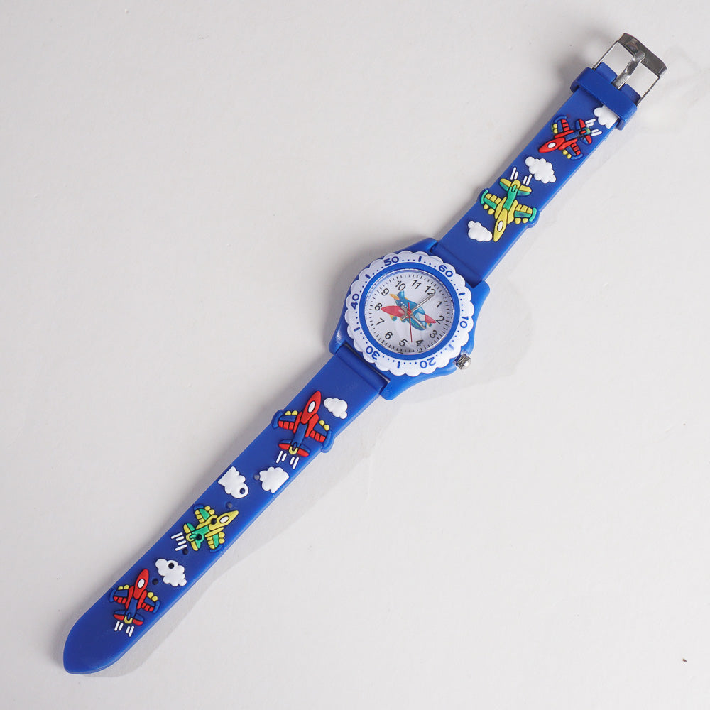 Kids Flower Design Watch Blue