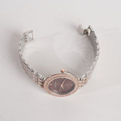 Two Tone Women Stylish Chain Wrist Watch Silver&Rosegold