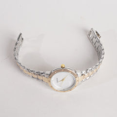 Two Tone Women Stylish Chain Wrist Watch Silver&Golden With White Dial G