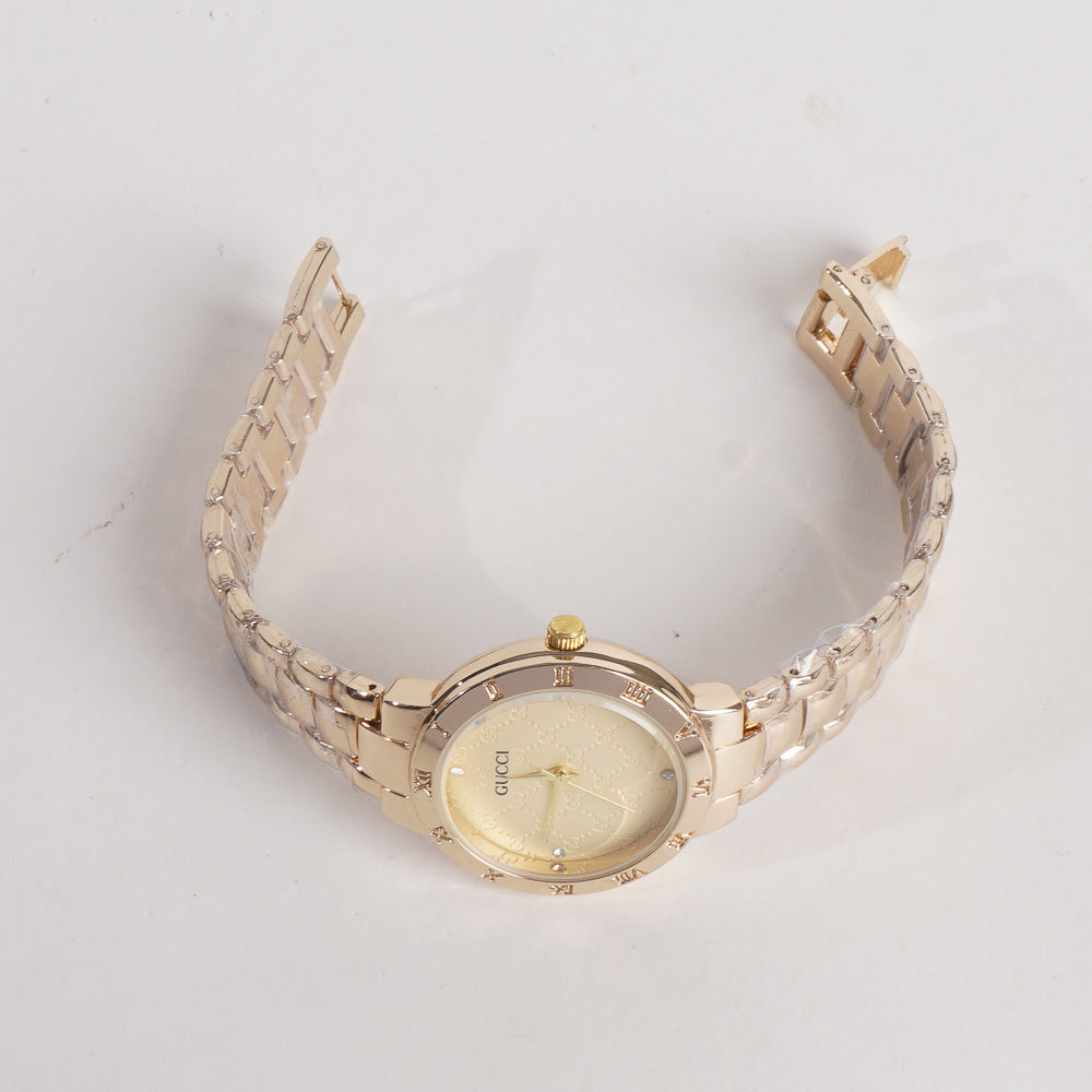 Women Stylish Chain Wrist Watch Golden G