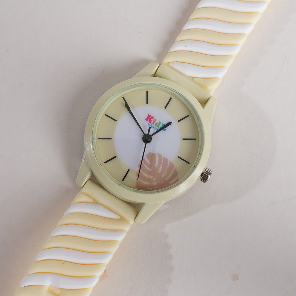 Rubber Strap Fashion Dial Wrist Watch Yellow