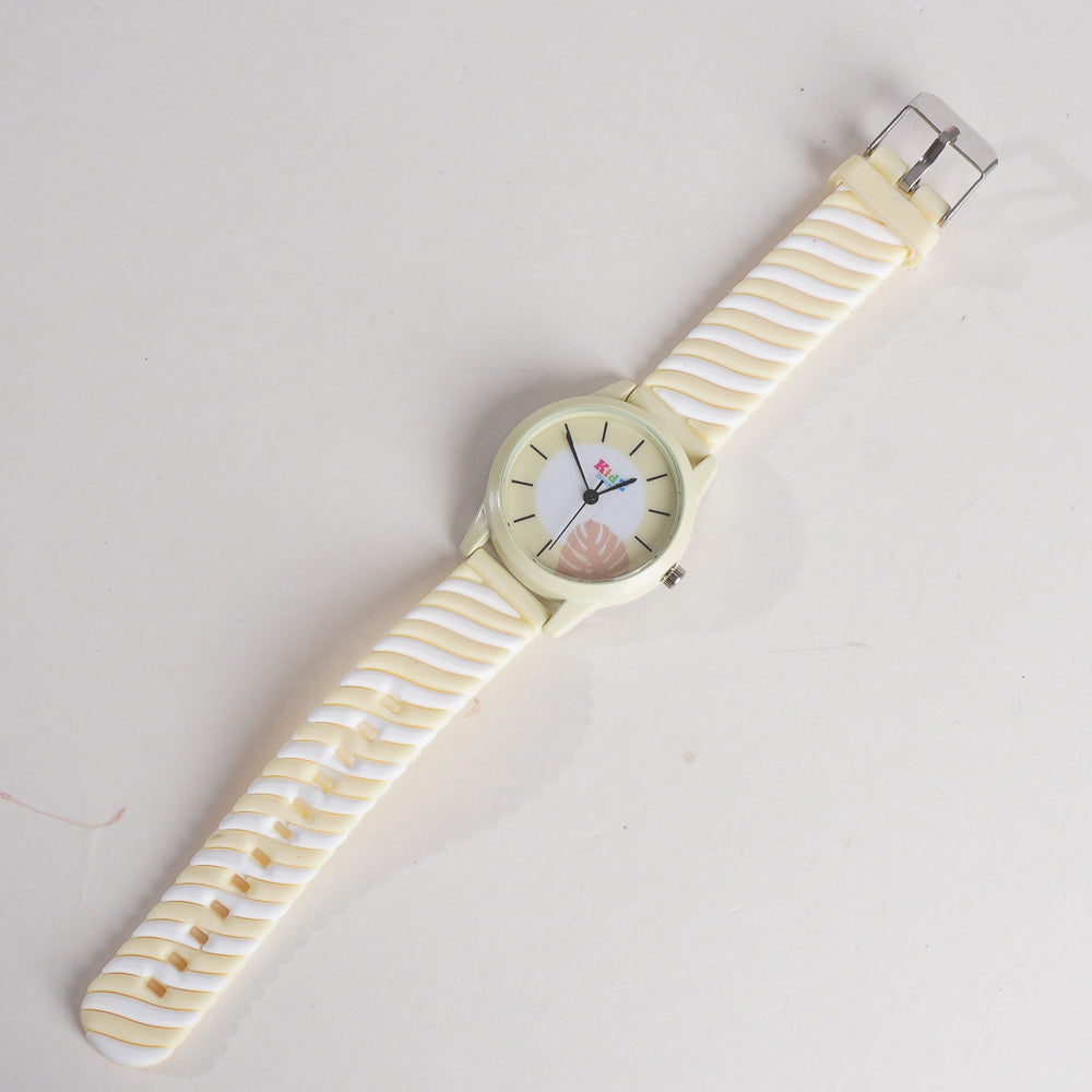 Rubber Strap Fashion Dial Wrist Watch Yellow