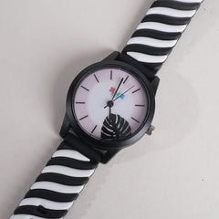 Rubber Strap Fashion Dial Wrist Watch Black