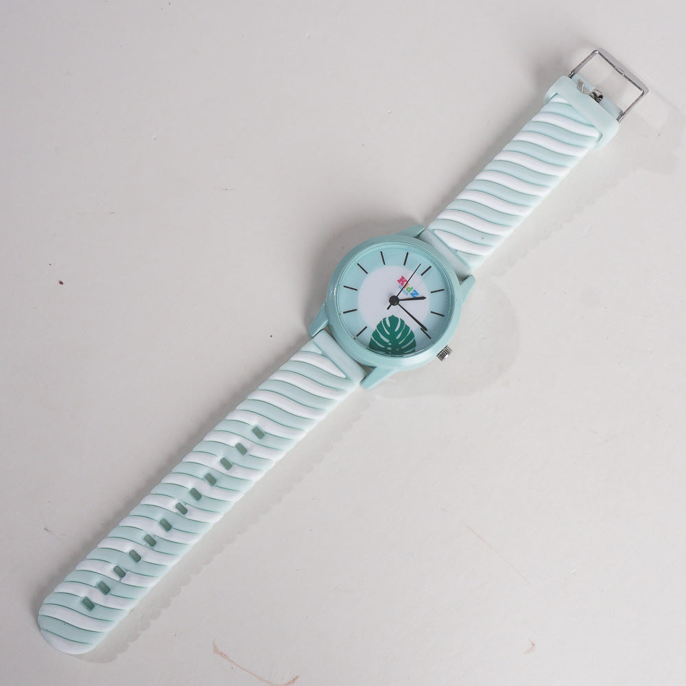 Rubber Strap Fashion Dial Wrist Watch Light Green