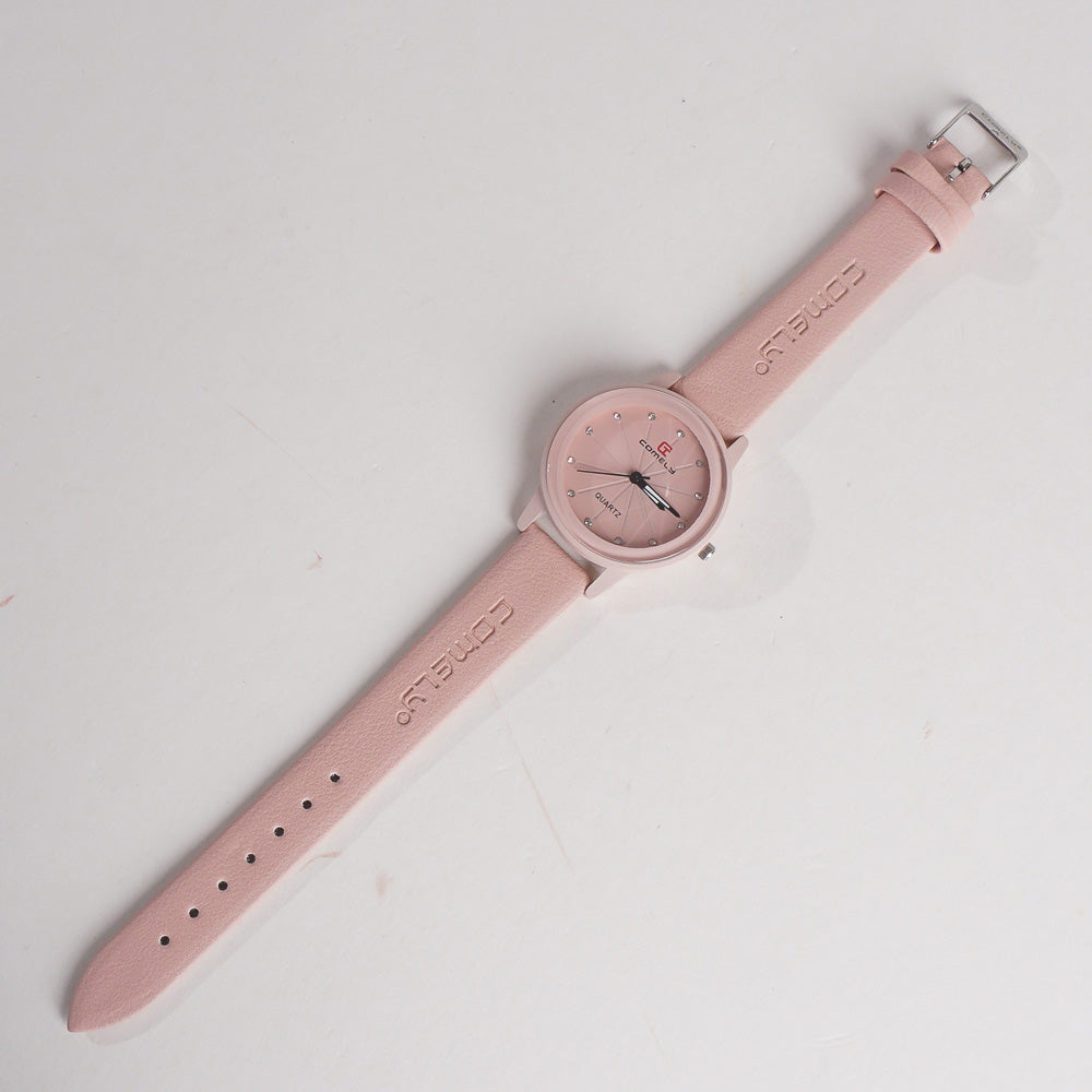 Comely Women Band Wrist Watch Pink