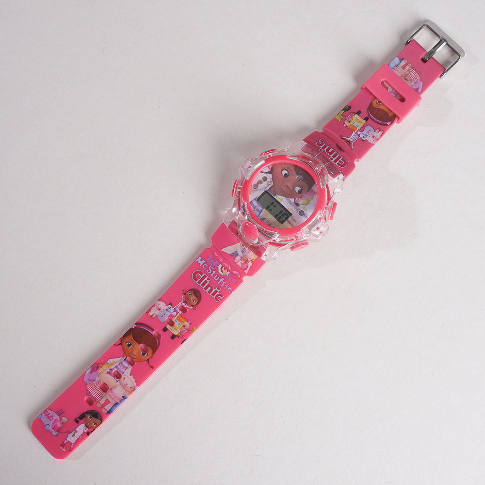 Kids Pink Character Digital Watch