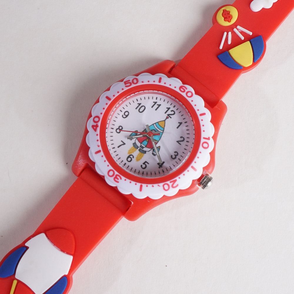 Kids Flower Design Watch Red