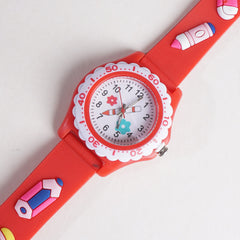 Kids Flower Design Watch Red