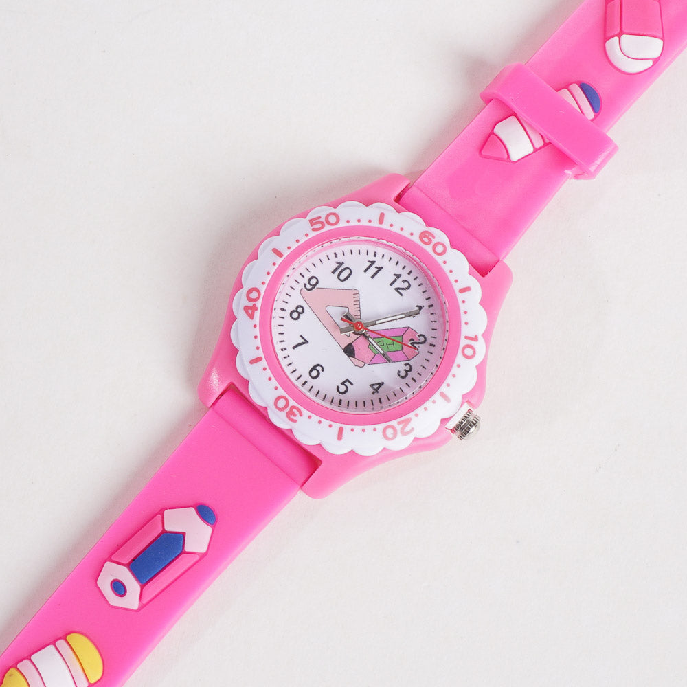 Kids Flower Design Watch Pink