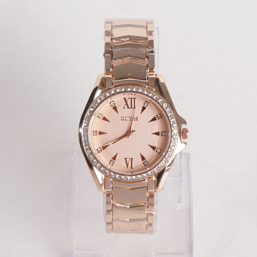 Women Stylish Chain Wrist Watch Rosegold G