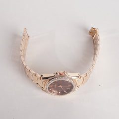 Women Stylish Chain Wrist Watch Rosegold With Brown Dial G