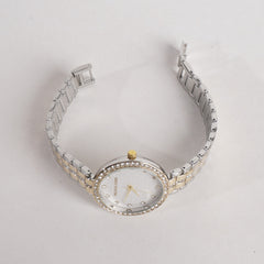 Two Tone Women Stylish Chain Wrist Watch White Dial MK