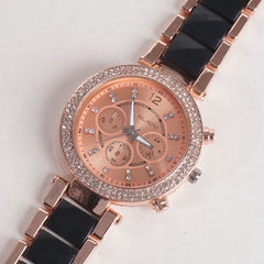 Women Chain Wrist Watch MK Rosegold Black