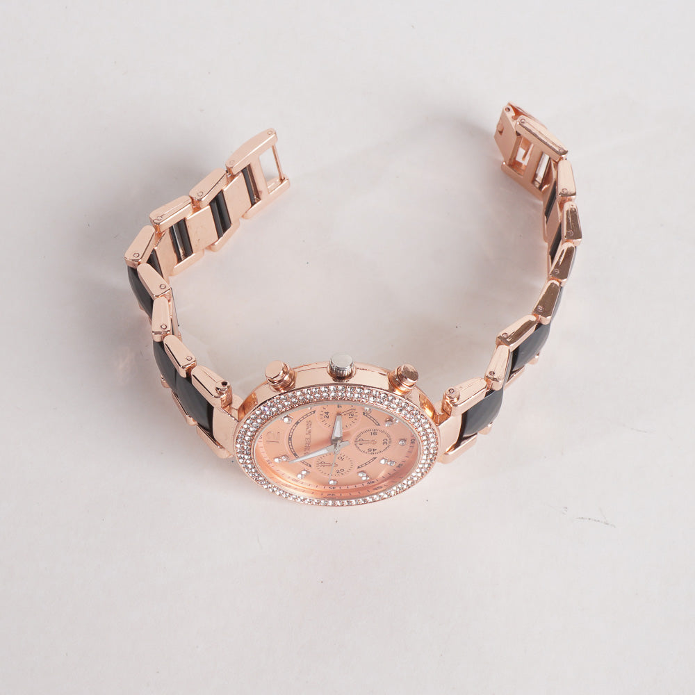 Women Chain Wrist Watch MK Rosegold Black