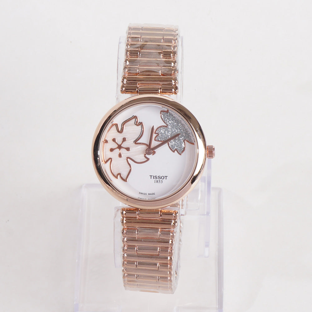 Women Stylish Chain Wrist Watch Rosegold With White Dial