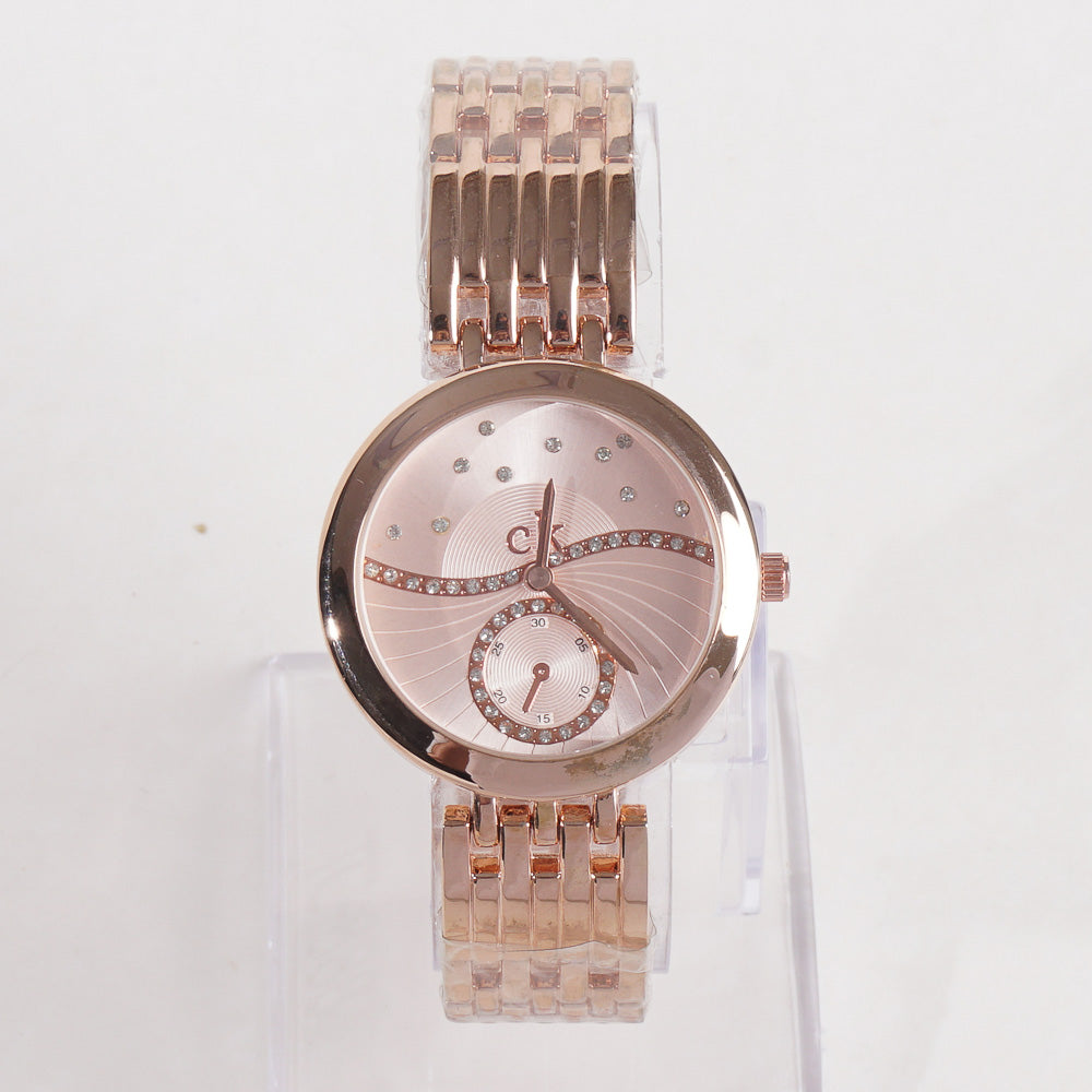 Women Stylish Chain Wrist Watch Rosegold