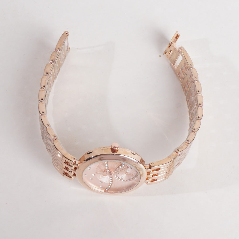 Women Stylish Chain Wrist Watch Rosegold