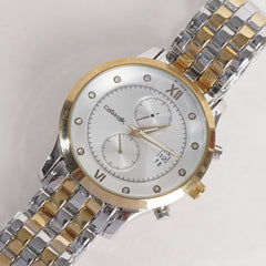 Two Tone Mens Silver&Golden White Dial TBS-C Chain Watch