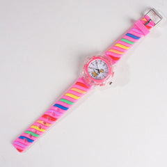 Rubber Strap Fashion Dial Wrist Watch Pink