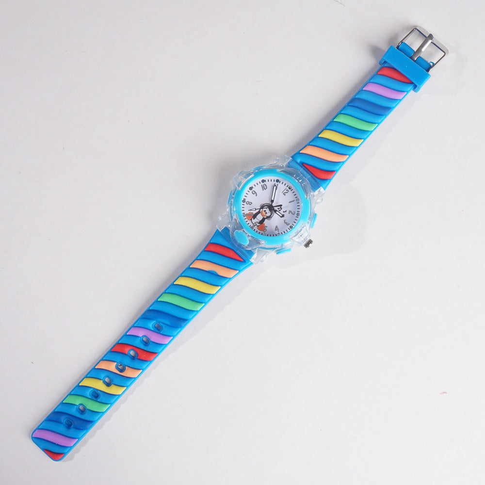 Rubber Strap Fashion Dial Wrist Watch Blue