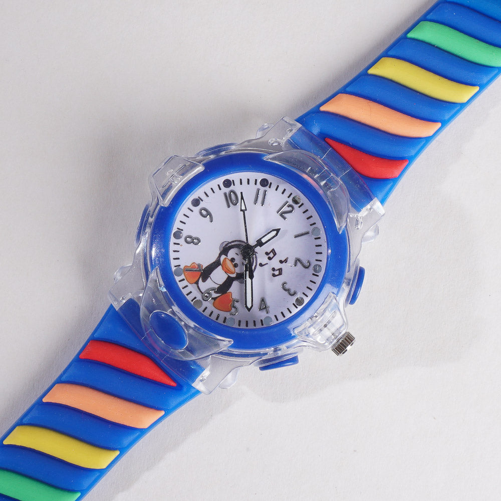 Rubber Strap Fashion Dial Wrist Watch Dark Blue