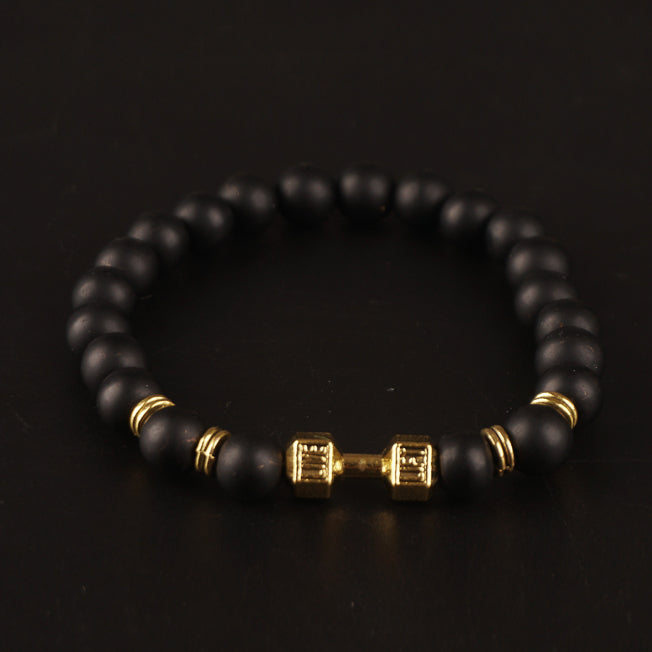 Beads Black Bracelet Dumbbell Design