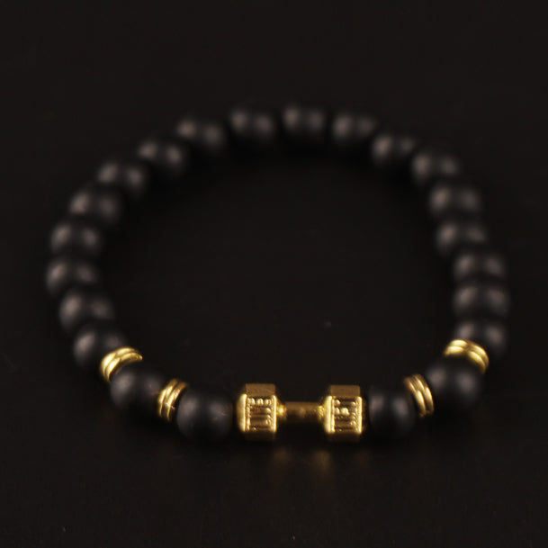 Beads Black Bracelet Dumbbell Design