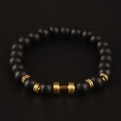 Beads Black Bracelet Dumbbell Plain Design