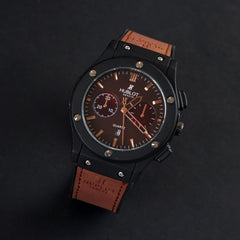 Mens Wrist Watch Black Design HB Rosegold