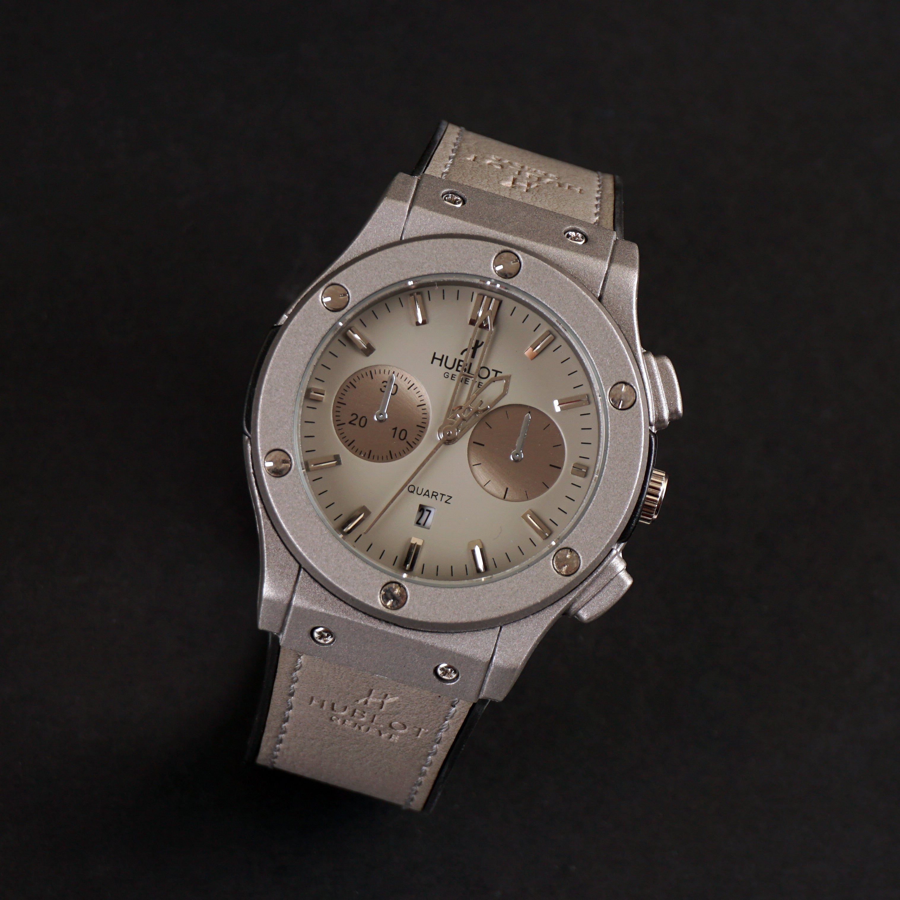 Mens Wrist Watch Grey Design HB Silver