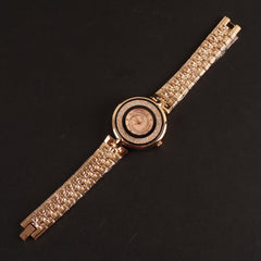 Women Chain Wrist Watch Rosegold D Pink