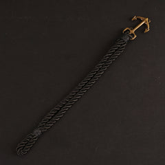 Black Rope Bracelet  Golden Anchor Design