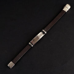 Black Leather Bracelet Silver