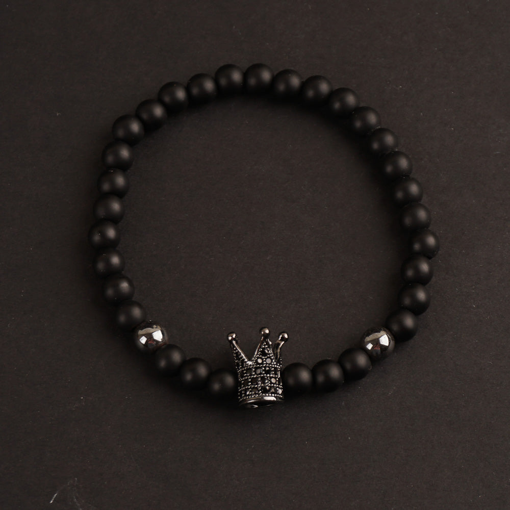Black Crown 4mm Beads Bracelet