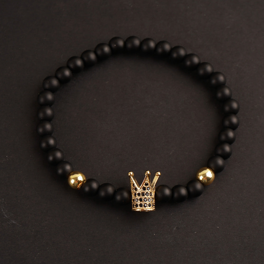 Crown Golden 4mm Beads Bracelet