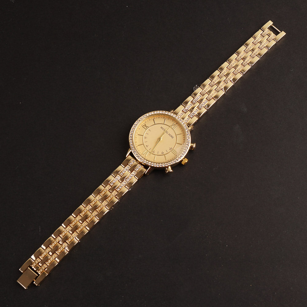 Women Chain Wrist Watch Golden Dial MK